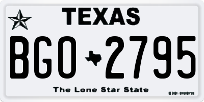 TX license plate BGO2795