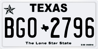 TX license plate BGO2796