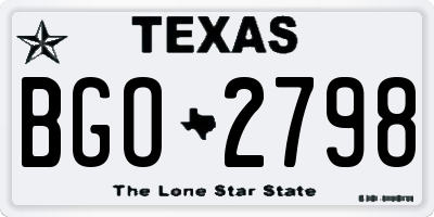 TX license plate BGO2798
