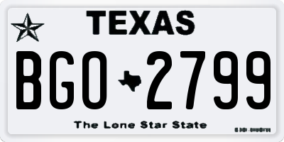 TX license plate BGO2799