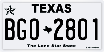 TX license plate BGO2801