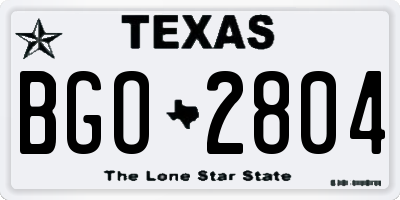 TX license plate BGO2804