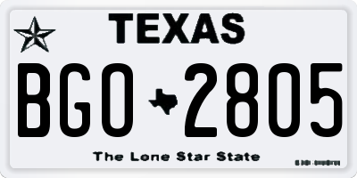 TX license plate BGO2805