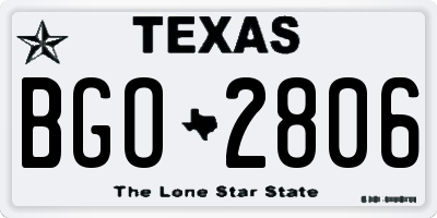 TX license plate BGO2806