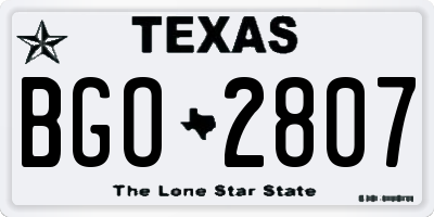 TX license plate BGO2807