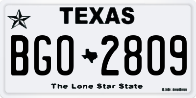 TX license plate BGO2809