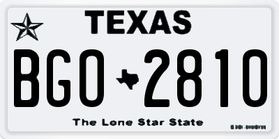 TX license plate BGO2810