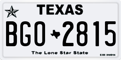TX license plate BGO2815