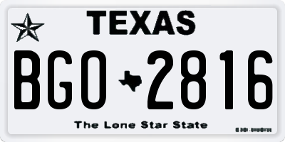 TX license plate BGO2816