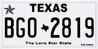 TX license plate BGO2819