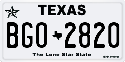TX license plate BGO2820