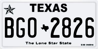 TX license plate BGO2826