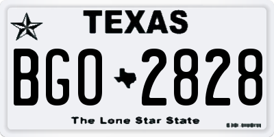 TX license plate BGO2828