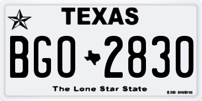 TX license plate BGO2830