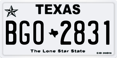 TX license plate BGO2831