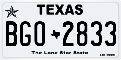 TX license plate BGO2833