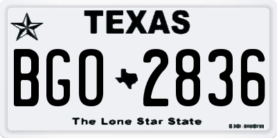 TX license plate BGO2836