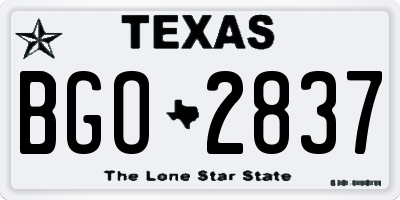 TX license plate BGO2837