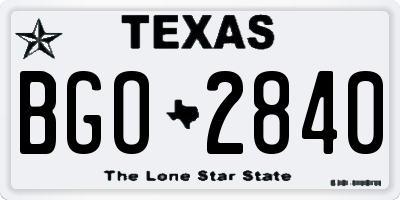 TX license plate BGO2840