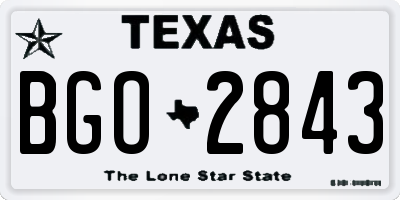TX license plate BGO2843