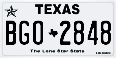 TX license plate BGO2848