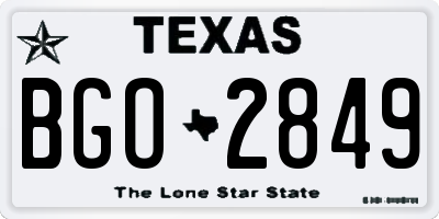TX license plate BGO2849