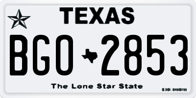 TX license plate BGO2853