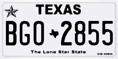 TX license plate BGO2855