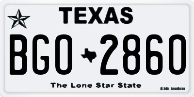TX license plate BGO2860