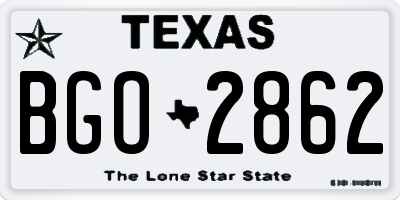 TX license plate BGO2862