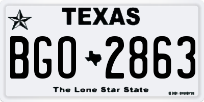 TX license plate BGO2863