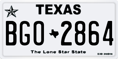 TX license plate BGO2864