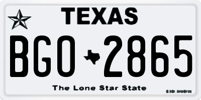 TX license plate BGO2865