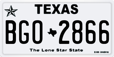TX license plate BGO2866