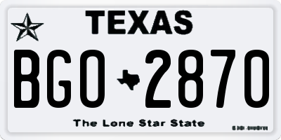 TX license plate BGO2870
