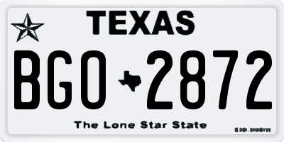 TX license plate BGO2872