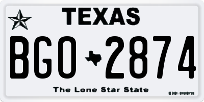 TX license plate BGO2874