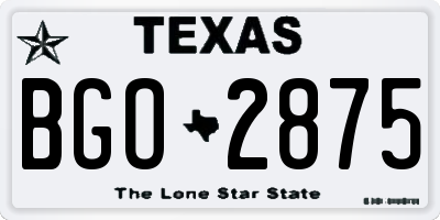 TX license plate BGO2875