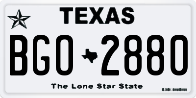 TX license plate BGO2880