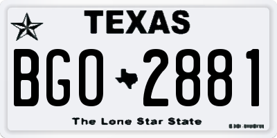 TX license plate BGO2881