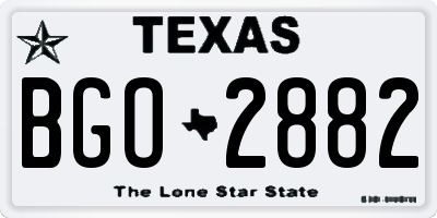 TX license plate BGO2882
