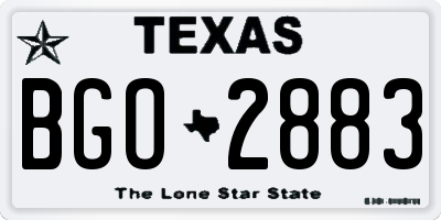 TX license plate BGO2883