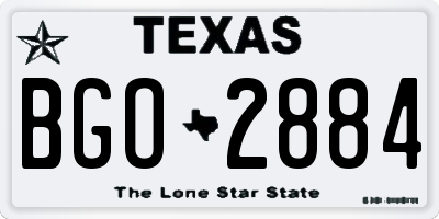 TX license plate BGO2884