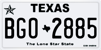 TX license plate BGO2885