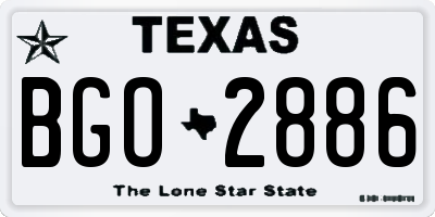 TX license plate BGO2886