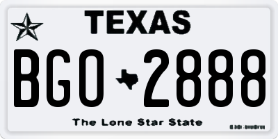 TX license plate BGO2888