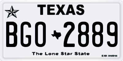 TX license plate BGO2889