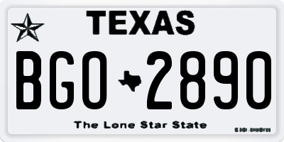 TX license plate BGO2890