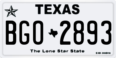TX license plate BGO2893
