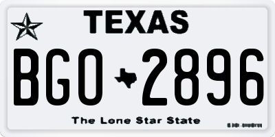 TX license plate BGO2896